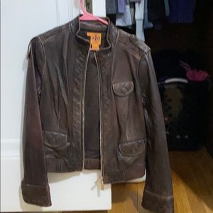 Leather bomber jacket